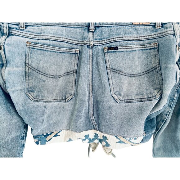 Vtg Y2K Denim Patchwork Jacket Tribal Boho Streetwear Feather Embroidery - Picture 8 of 15